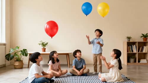 Calm Organized Kids Party with Balloons