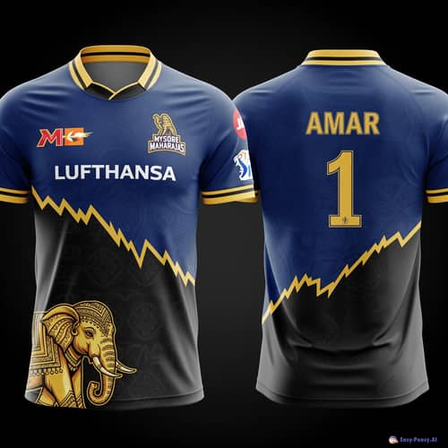 Mysore Maharajas Jersey Design - Dark Blue & Gold