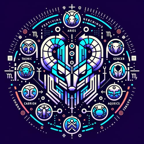 Futuristic Zodiac Festival Icon Design