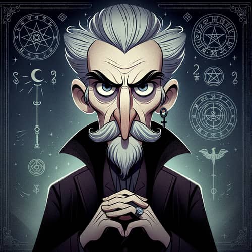 Mystical Elderly Man with Long Nose | Black Magic Cartoon Character