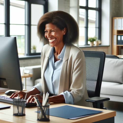 Expert Black Woman Manager in Modern Office Setting