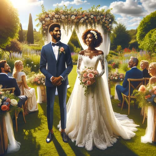 Enchanting Outdoor Wedding Ceremony with Multicultural Couple