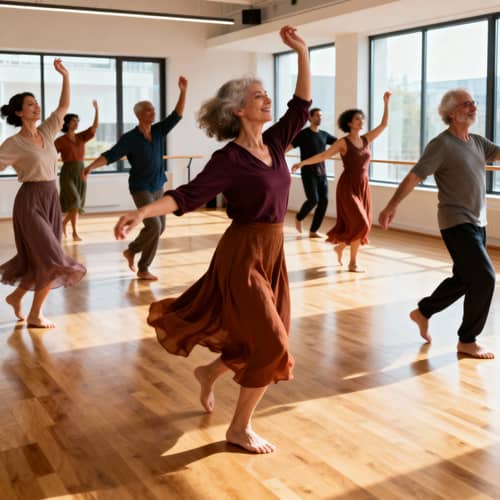 Joyful Group Dancing in a Modern Studio Joyful Group Dancing in a Modern Studio