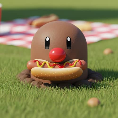 Diglett Enjoying Frankfurt Sausage