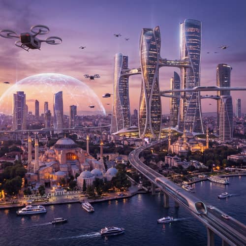 Futuristic Istanbul Skyline at Dusk