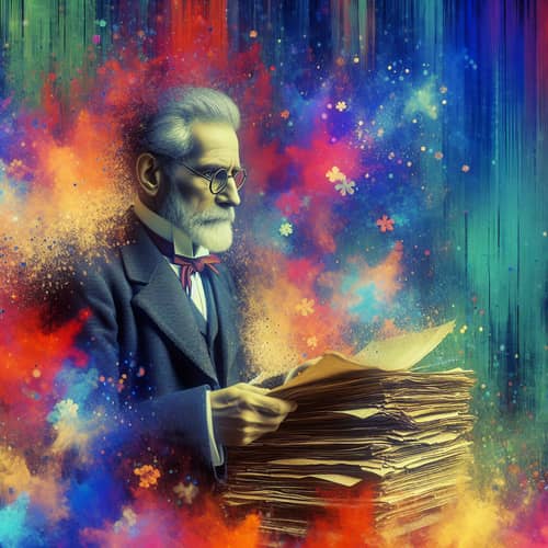 Vintage Psychologist Researching Statistics and Psychology