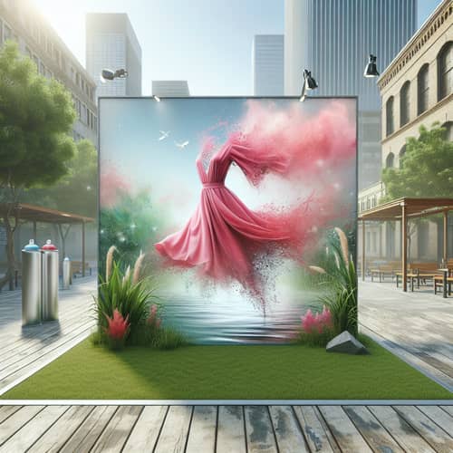 Dynamic Pink Dress Dancing in Tranquil Park Setting