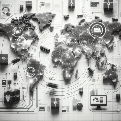 Global E-Commerce Visualization: Modern Minimalism in Black and White