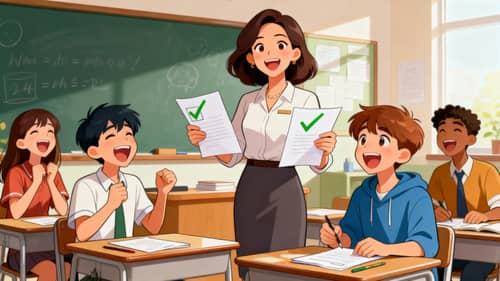 Happy Students Celebrate Quiz Success Happy Students Celebrate Quiz Success