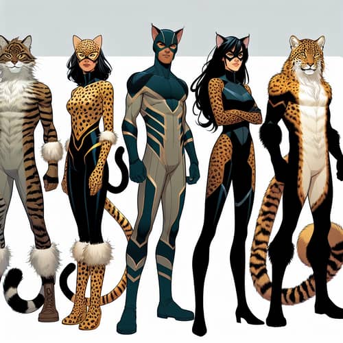 Cat Superhero Team with Unique Feline-Inspired Outfits