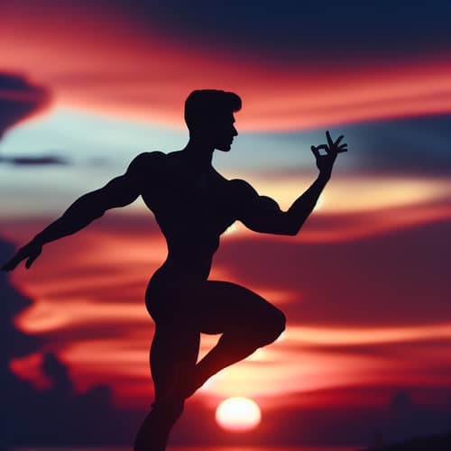 Graceful Dance Pose Silhouetted Against Vibrant Sunset