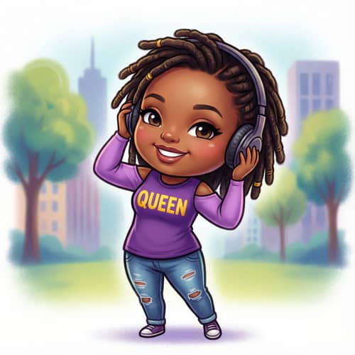 Airbrush Cartoon of African American Woman | Queen Design