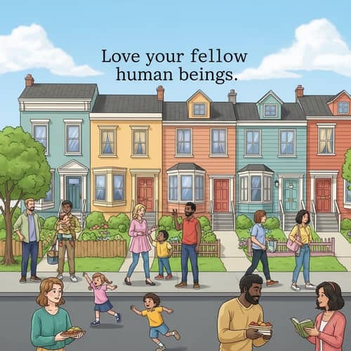 Diverse Community Life: A Warm Neighborhood Scene