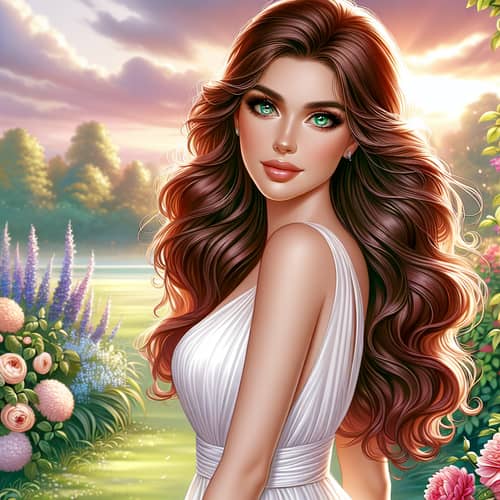 Radiant Woman in a Dreamy Garden Setting
