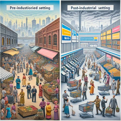 Contrasting Societal Settings: Pre-Industrial Market vs. Post-Industrial Supermarket