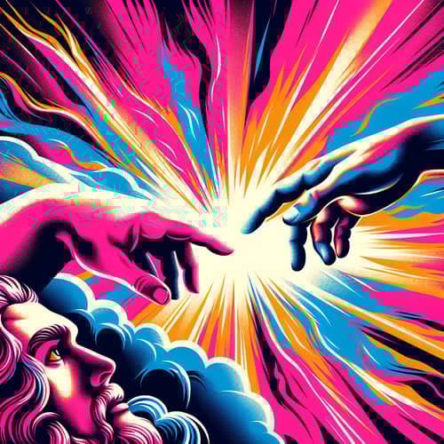 Reimagining of 'The Creation of Adam' with a Modern Twist
