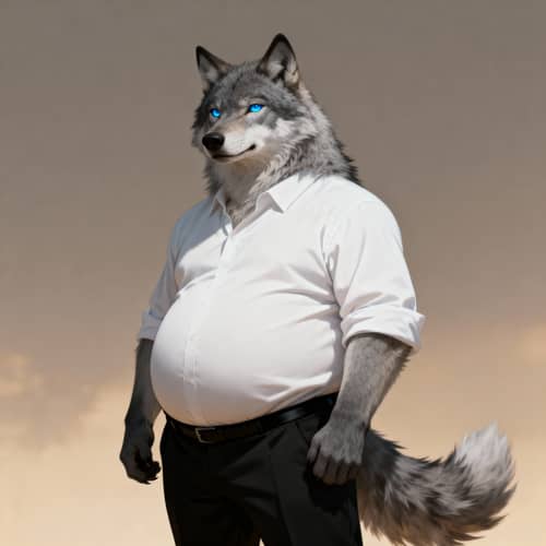 Wise Anthropomorphic Wolf Character Design