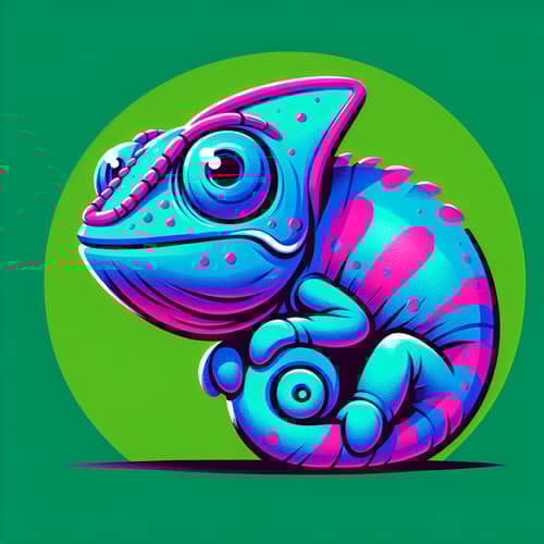 Lovable Blue and Magenta Chameleon | Pixar Style Art