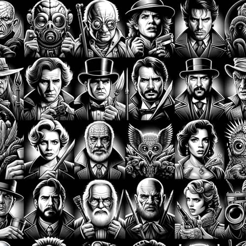 Black and White Printable Stickers of 21st Century Film Characters