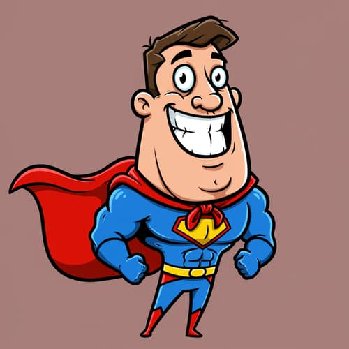 Smiling Cartoon Superhero - Fun & Inspiring