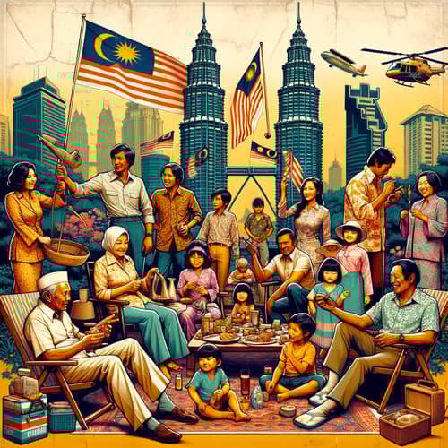 1970s Retro Vibe: Malaysian People in Leisurely Activities