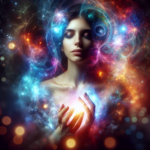 Beautiful Person in Mystical, Colorful Light