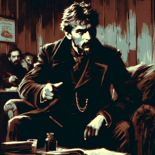 Dark Graphic Novel Illustration of Crime and Punishment