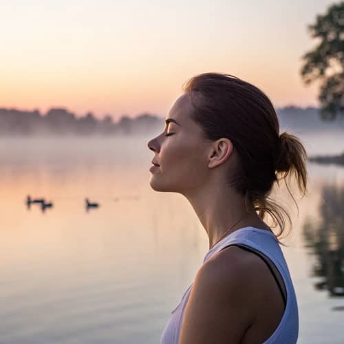 Serene Woman Meditating at Dawn | Spa Art