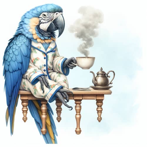 Whimsical Glaucous Macaw in Pajamas Art