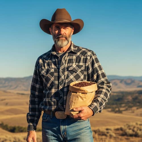 Cowboy with Coffee Bag - Rustic Charm