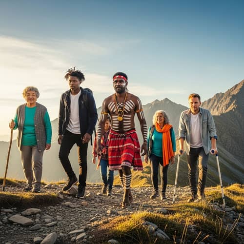 Diverse Cultures Ascending Mountains in Australia