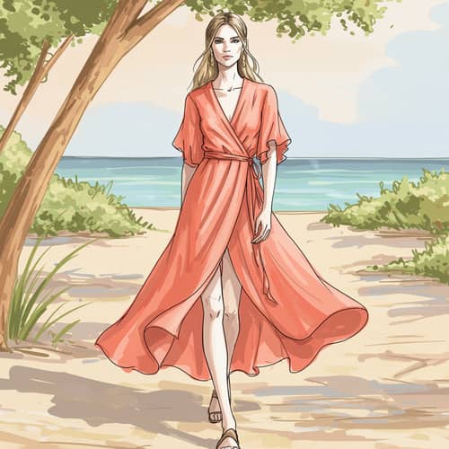 Summer 2025 Women's Fashion Sketch with Wrapper