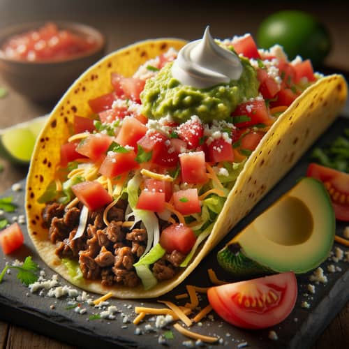 Traditional Mexican Taco with Colorful Fillings