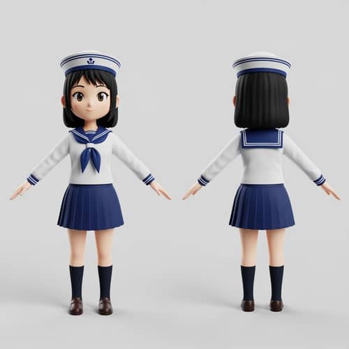 3D Anime Style Cartoon Character Model