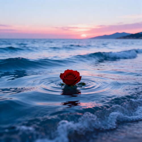 Solitary Rose in Serene Ocean: A Breathtaking Scene Solitary Rose in Serene Ocean: A Breathtaking Scene