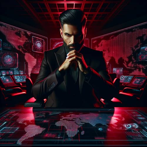 Sinister Villain Plotting Global Chaos