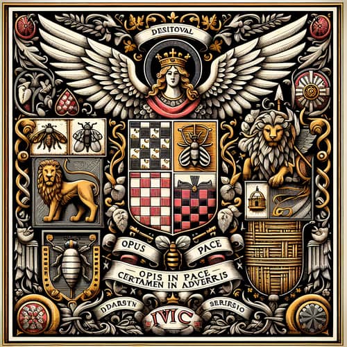 Medieval Family Coat of Arms: Archangel Michael, Croatian Heritage, Lion Head, Bee