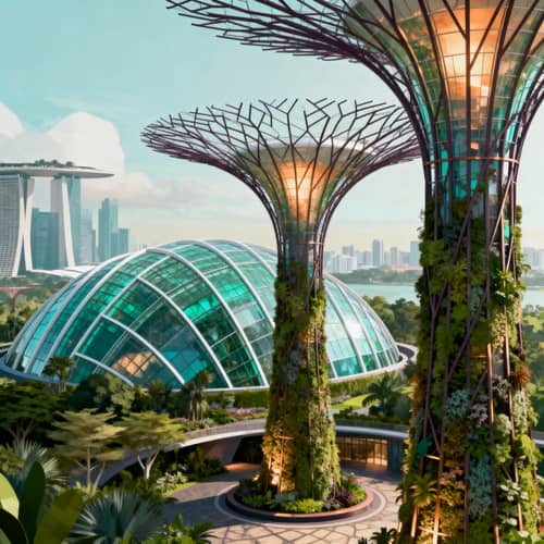 Isometric View of Cloud Forest & Flower Dome