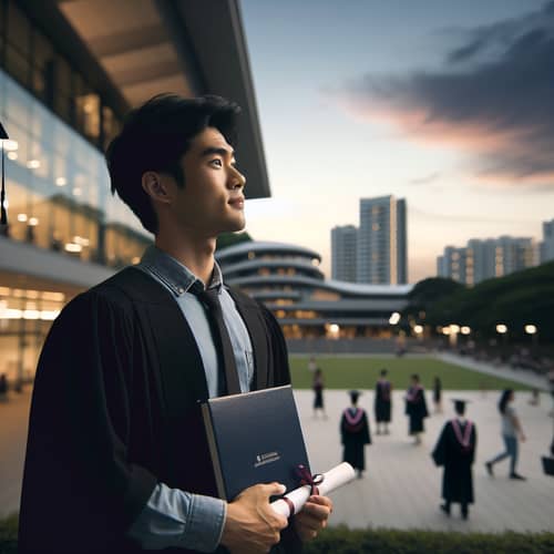 Recent University Graduate Contemplating Future Life | Campus Scene