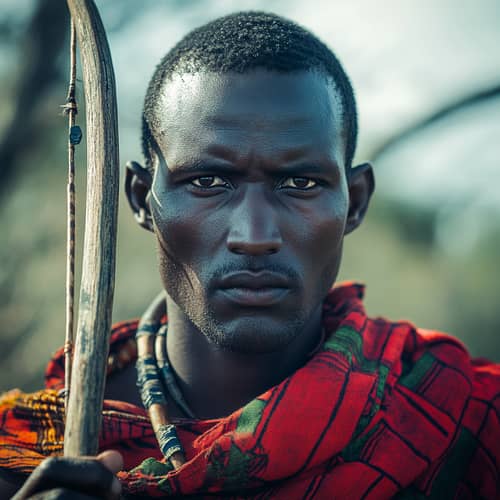 African Man Holding a Bow and Arrow