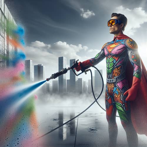 Superhero High-Pressure Cleaning | Futuristic Cityscape Action