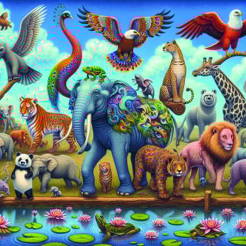 Fantastical Hybrid Animals: Elephant, Lion, Frog, Tortoise