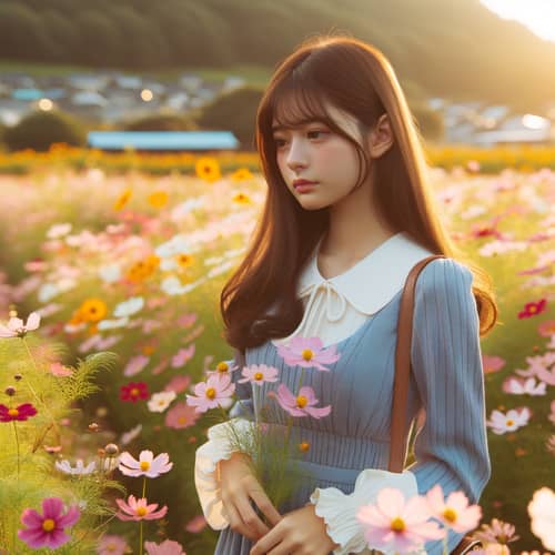 Girl in Flower Field - Nature Photography