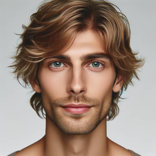 Shaggy Blond Hair & Green Eyes | Clean-Shaven Man