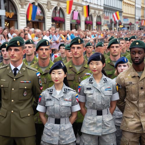 Multicultural Austrian Armed Forces Display in Public Event