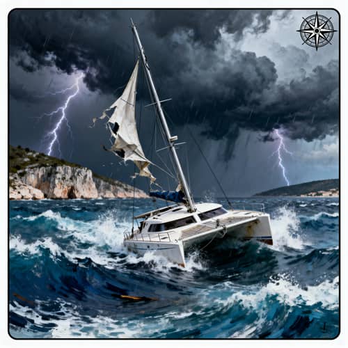 Tarot Card: Catamaran Shipwreck in Hvar Storm Tarot Card: Catamaran Shipwreck in Hvar Storm