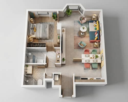 Stunning 3D Architectural Floor Plan Render