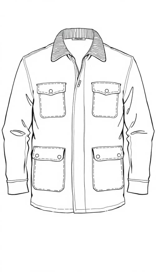 Men's Barbour-Style Jacket Sketch & Pattern Reference