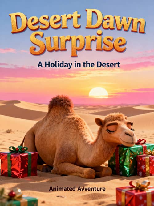 Camel Dreaming in the Desert - Animated Poster Art