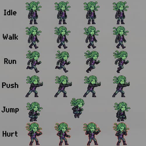 Medusa Pixel Art Sprite Sheet for 2D Platformers